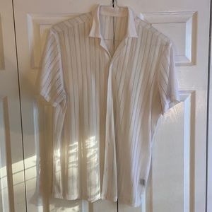SHEIN White Sheer stripe button down